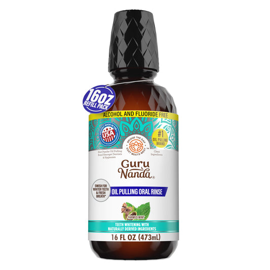 GuruNanda frente del empaque mostrando 16 oz y beneficios