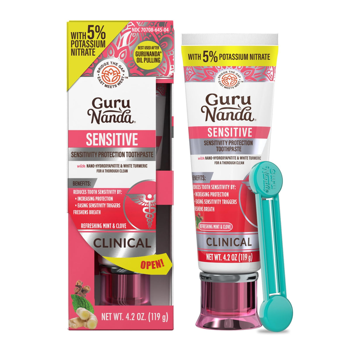 GuruNanda vista frontal del tubo mostrando etiqueta y aporte de sensibilidad