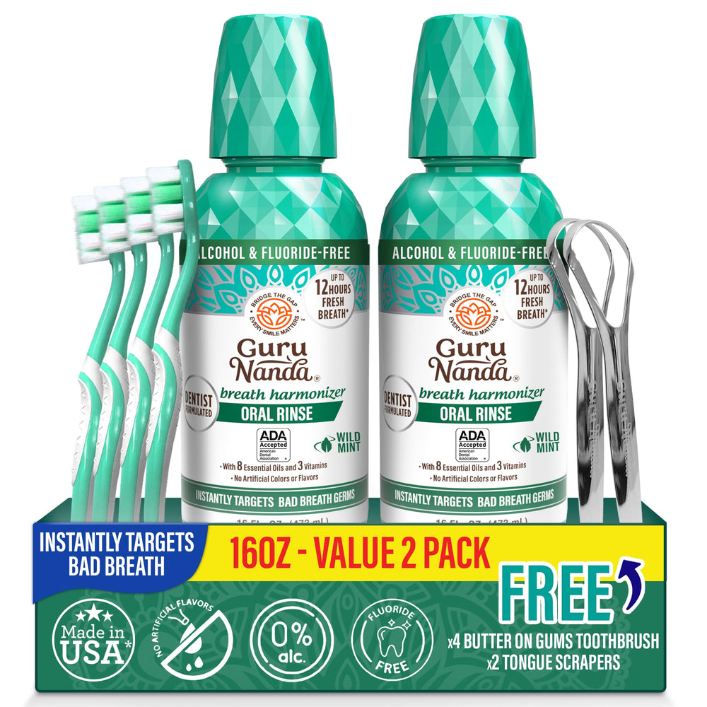 GuruNanda frontal pack de 2 mostrando envase y etiqueta, refresco duradero