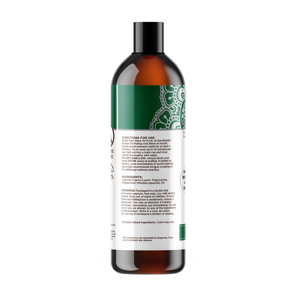 Plano de ingredientes clave GuruNanda: aceite de coco y menta para sensación limpia