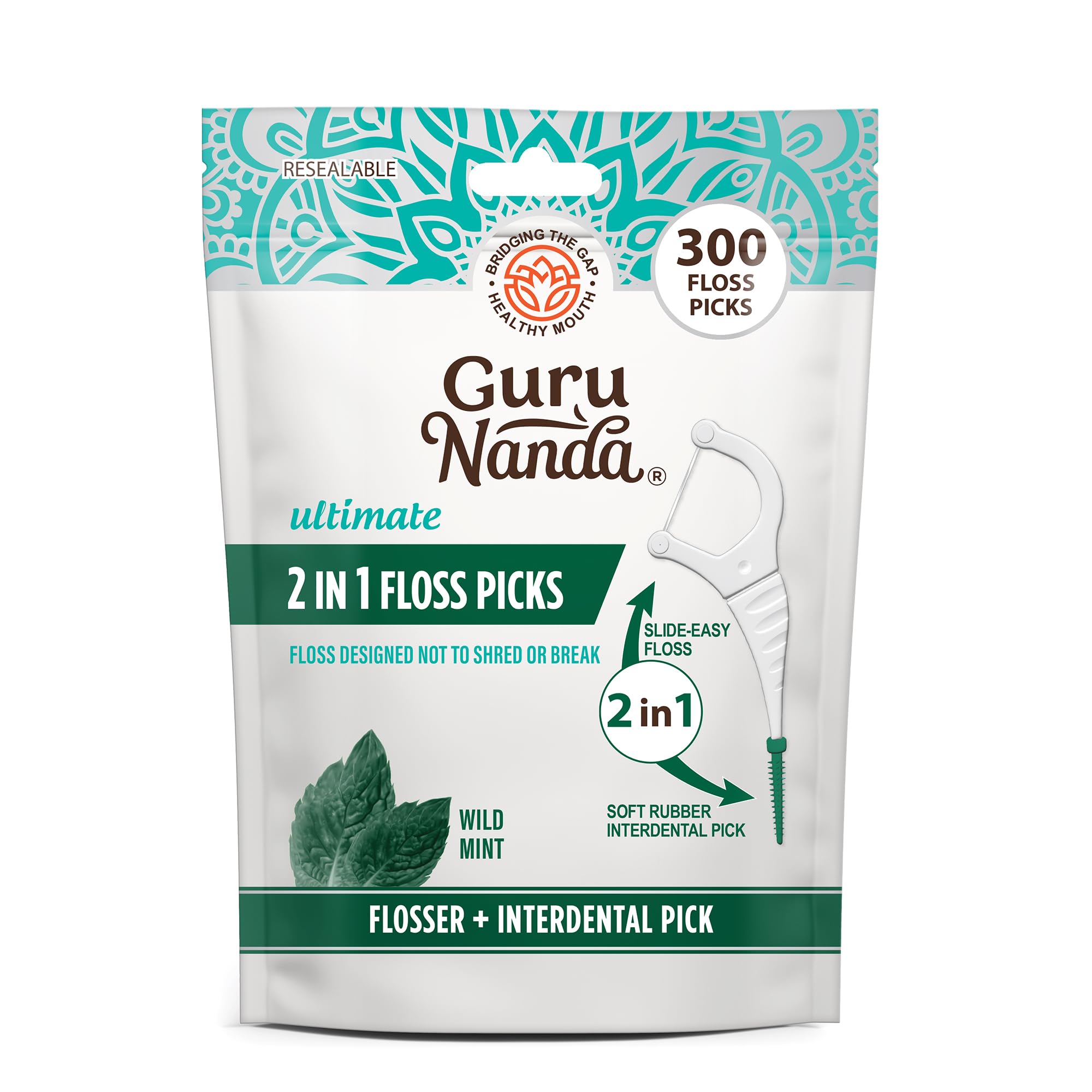 GuruNanda paquete frontal mostrando 300 picks, práctico para uso diario