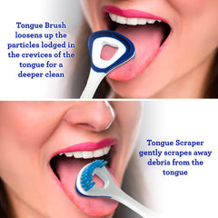 GuruNanda detalle del raspador curvo que sigue la forma natural de la lengua para limpieza