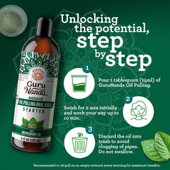 GuruNanda botella junto a una regla para comparar tamaño y capacidad 8 oz