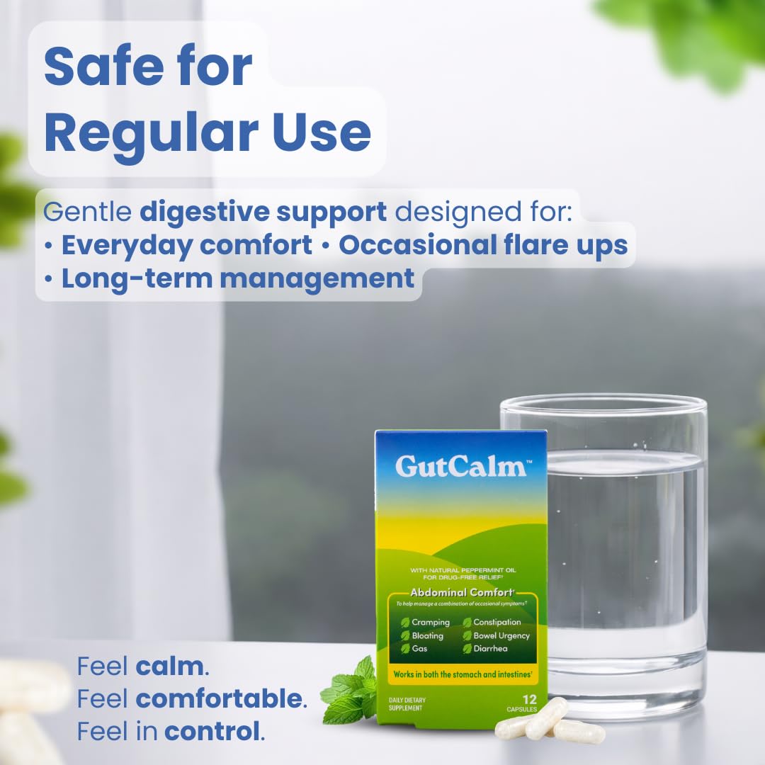 Rama de menta fresca junto a GutCalm subrayando ingrediente natural