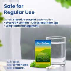 Rama de menta fresca junto a GutCalm subrayando ingrediente natural