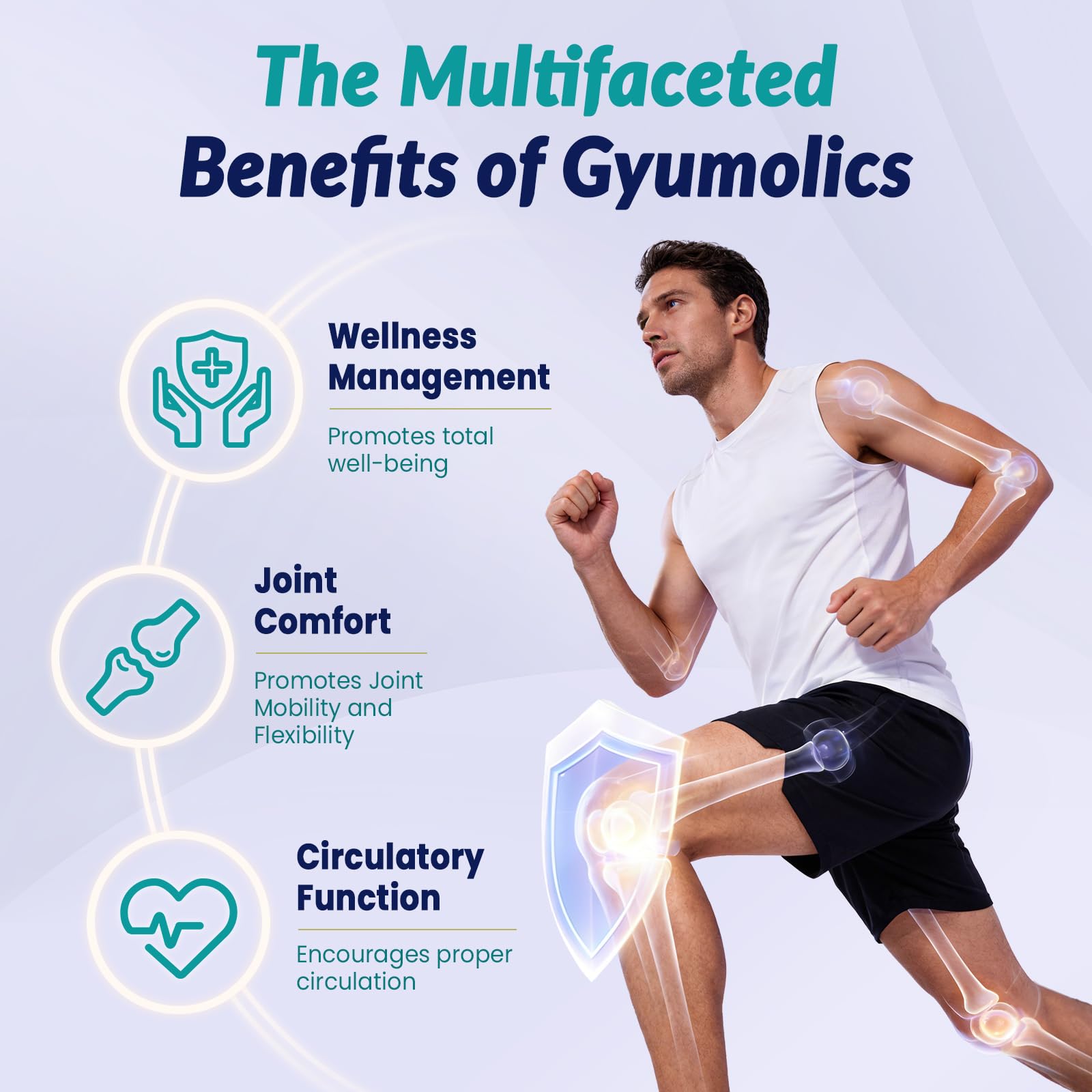 Gyumolics etiqueta con ingredientes y garantía de calidad visible