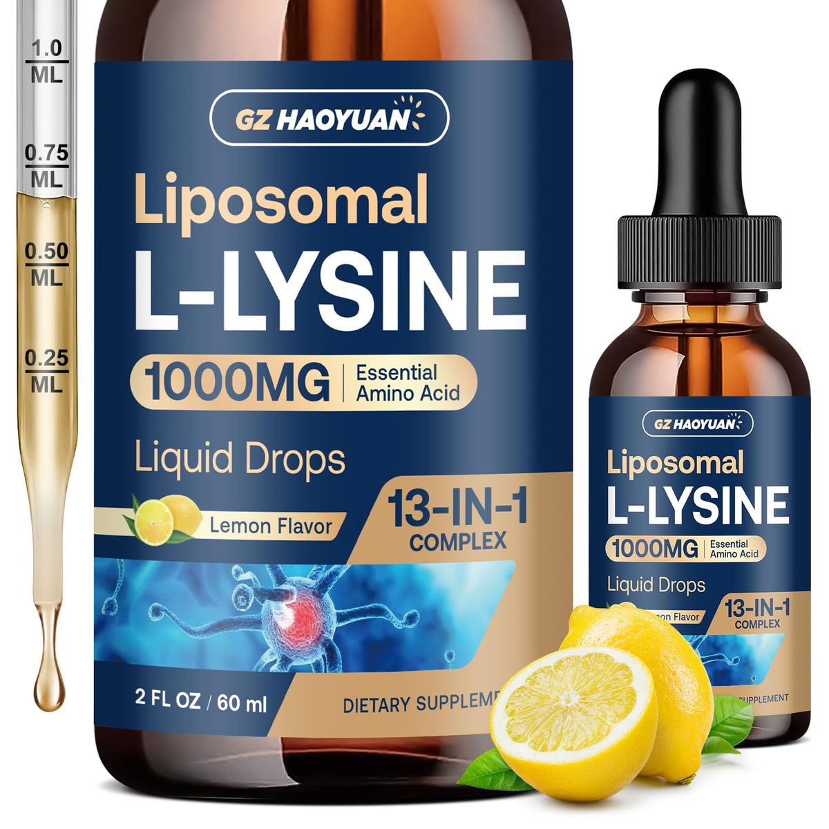GZ HAOYUAN botella frontal mostrando fórmula liposomal y beneficio de alta absorción