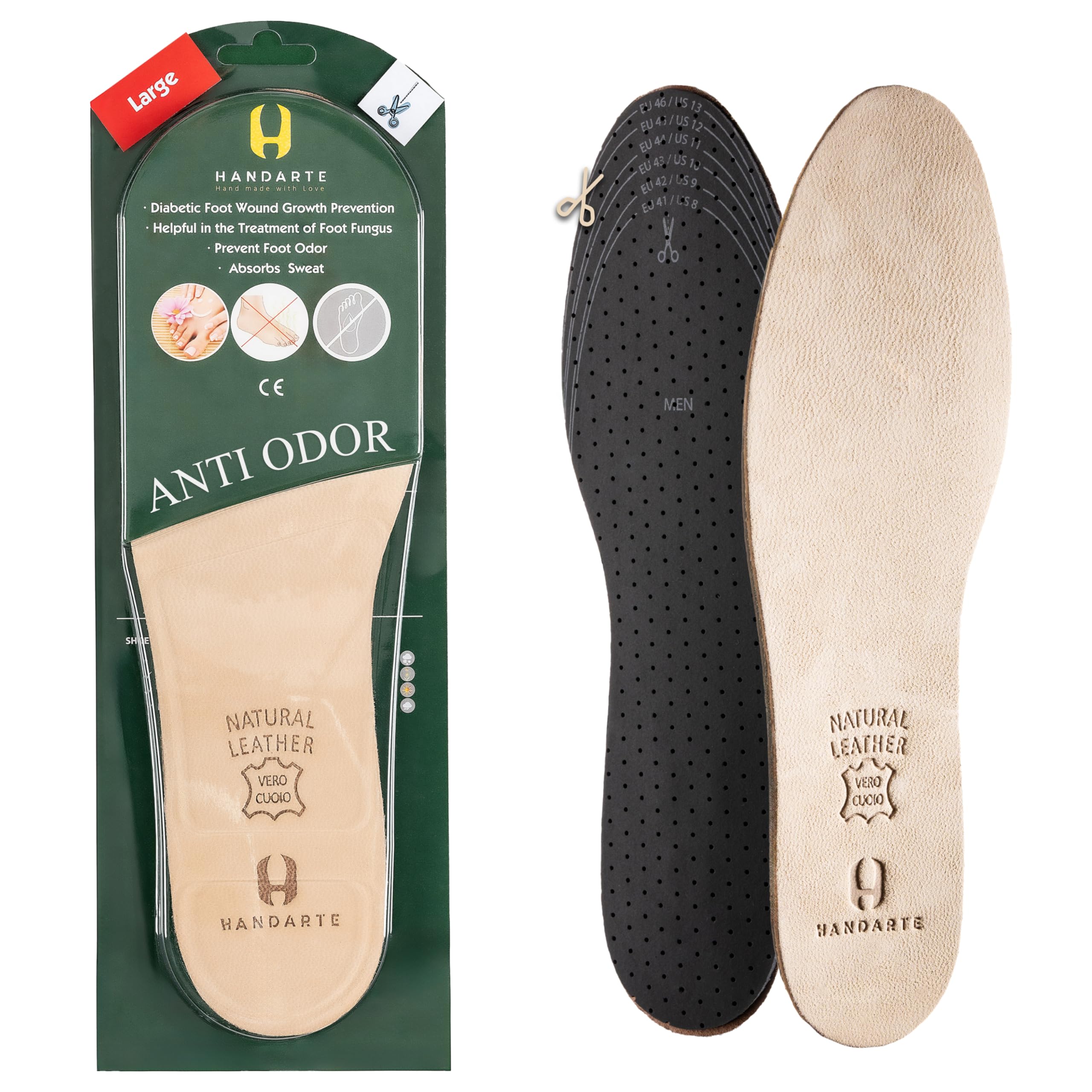 H HANDARTE planta frontal del producto mostrando diseño y marca, mejora la higiene