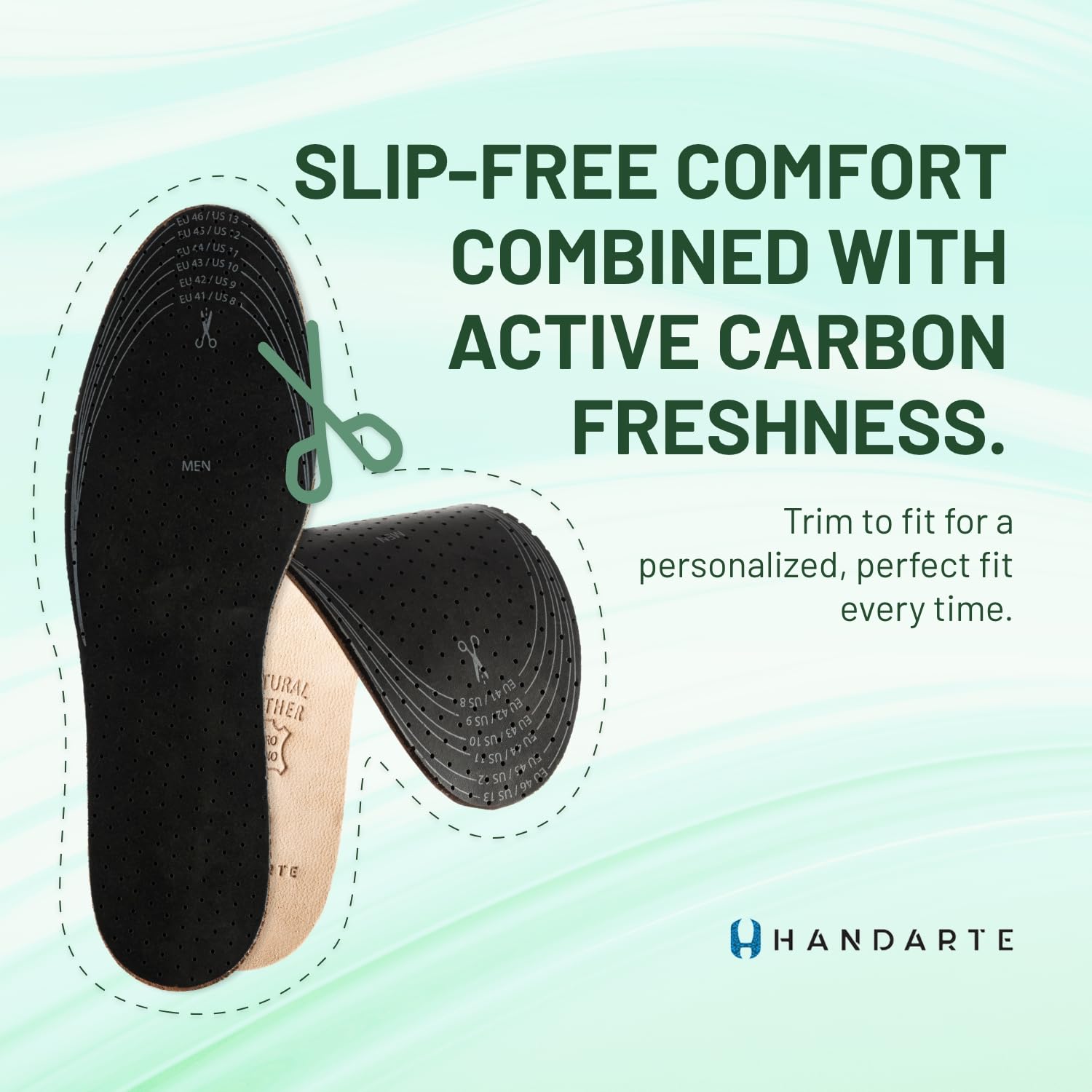H HANDARTE primer plano de la textura de piel perforada, absorbe sudor eficazmente