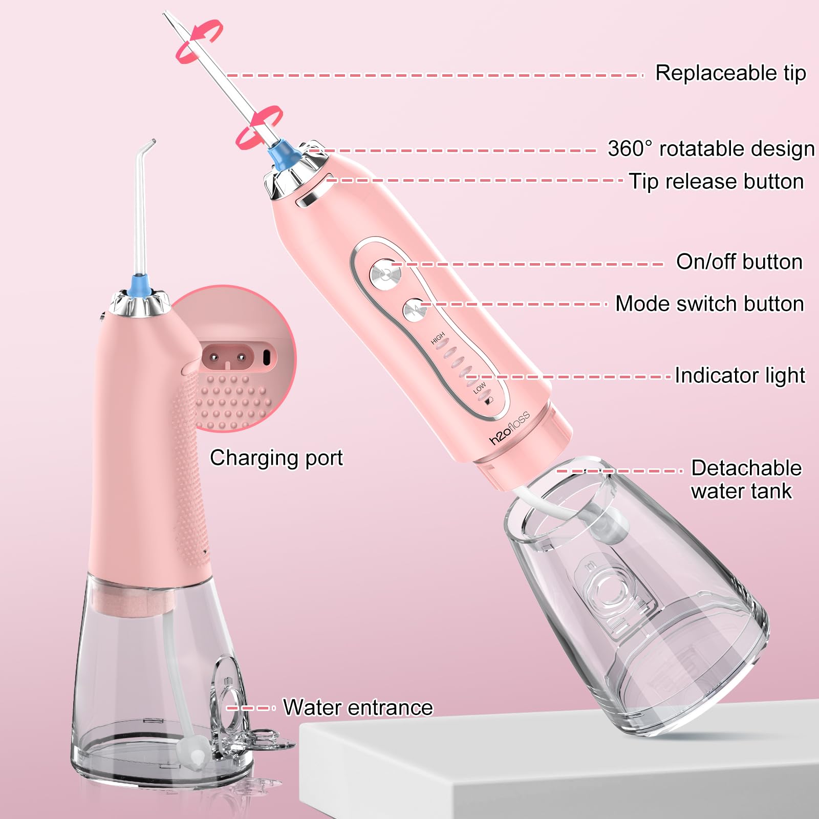 H2ofloss irrigador en uso en baño IPX7 seguro y práctico