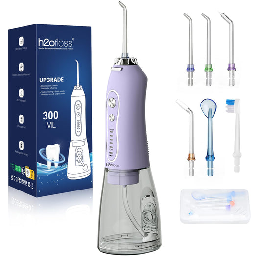 H2ofloss irrigador frontal mostrando diseño portátil y beneficio limpieza eficaz