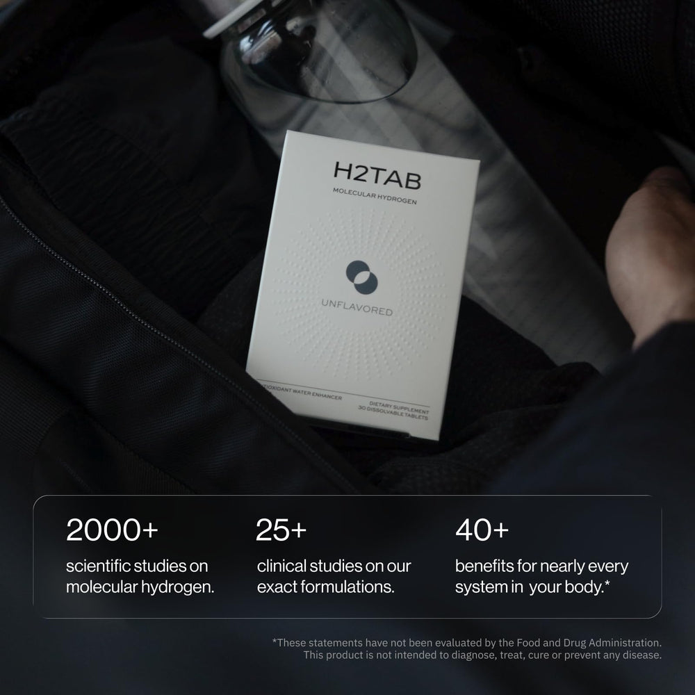 Caja de H2Tab 30 unidades lista para llevar en viajes y uso frecuente