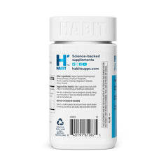 Health By Habit frasco Debloat sostenido en mano para comparar tamaño y dosis