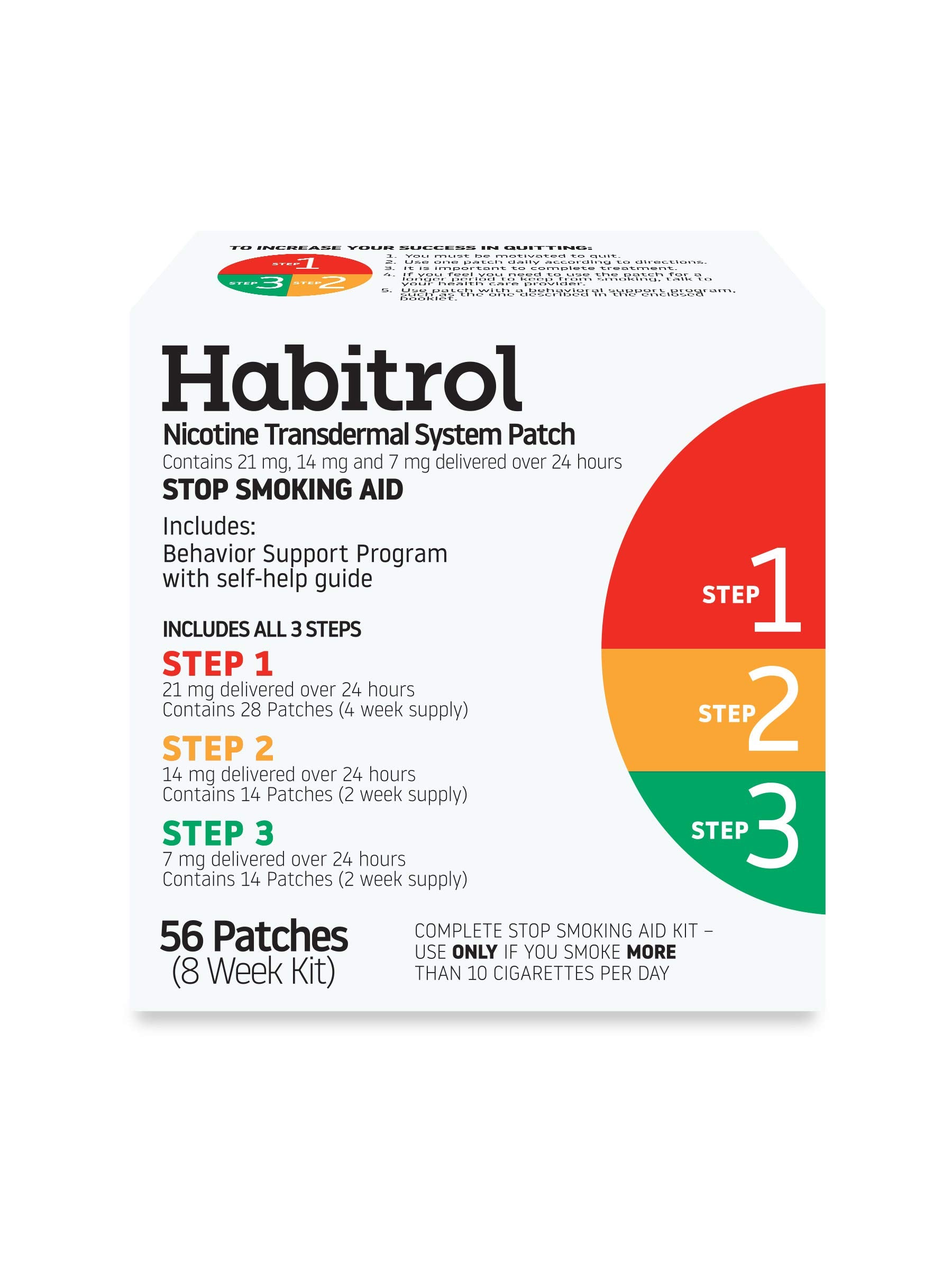 Habitrol empaque frontal mostrando las tres concentraciones y el beneficio de reducción gradual
