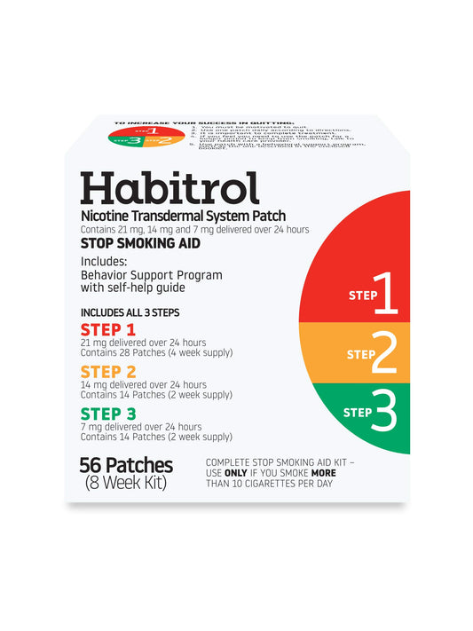 Habitrol empaque frontal mostrando las tres concentraciones y el beneficio de reducción gradual