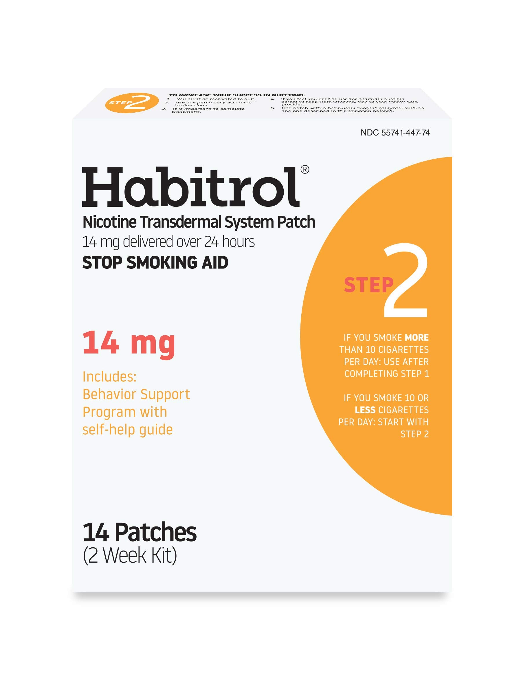 Habitrol empaque frontal con parches, ayuda para dejar de fumar