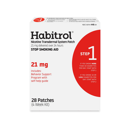 Habitrol empaque frontal mostrando 28 parches y beneficios visibles