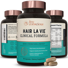 Hair La Vie vista frontal del envase mostrando diseño y beneficio de volumen