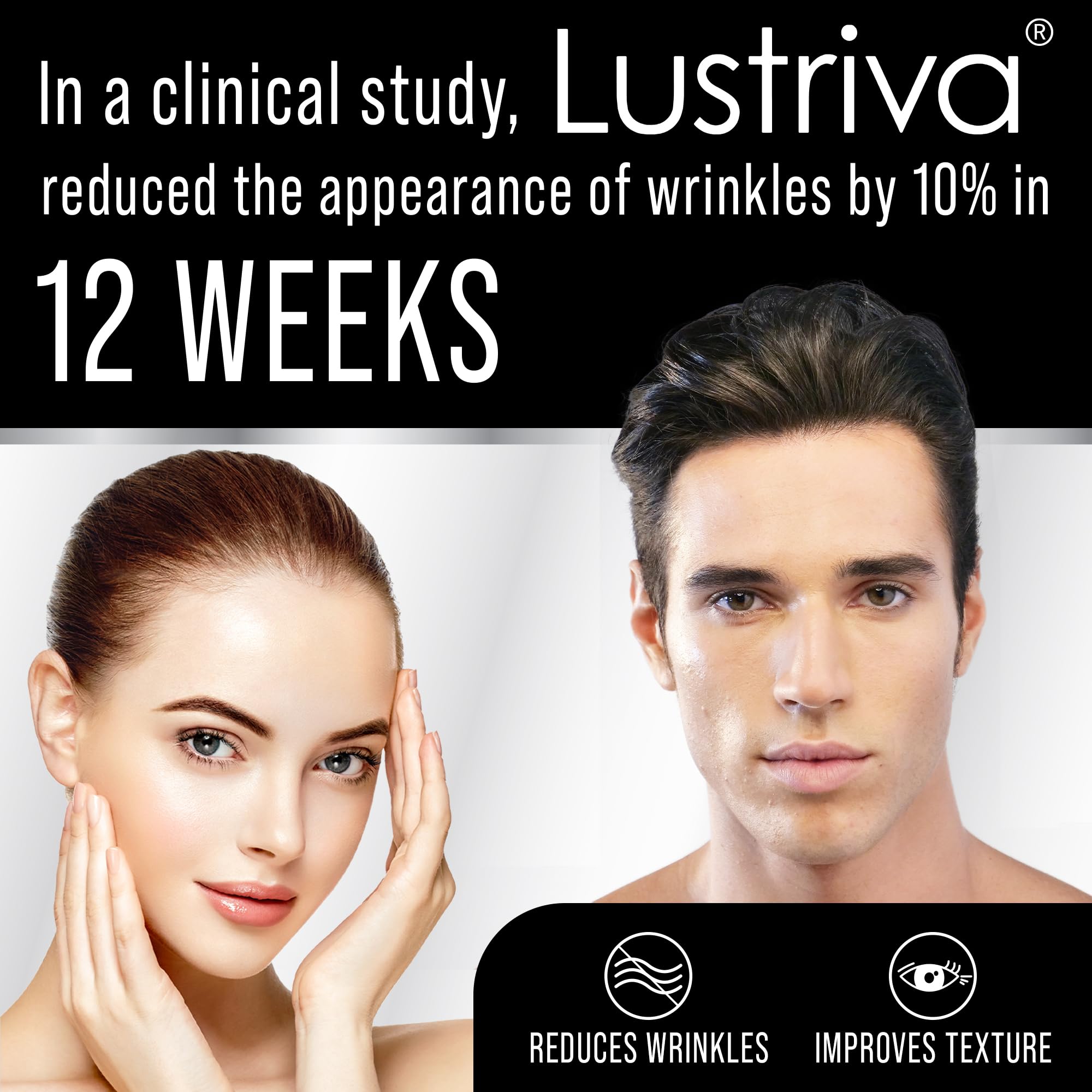 Hair Thickness Maximizer Lustriva etiqueta con ingredientes y calidad GMP visible