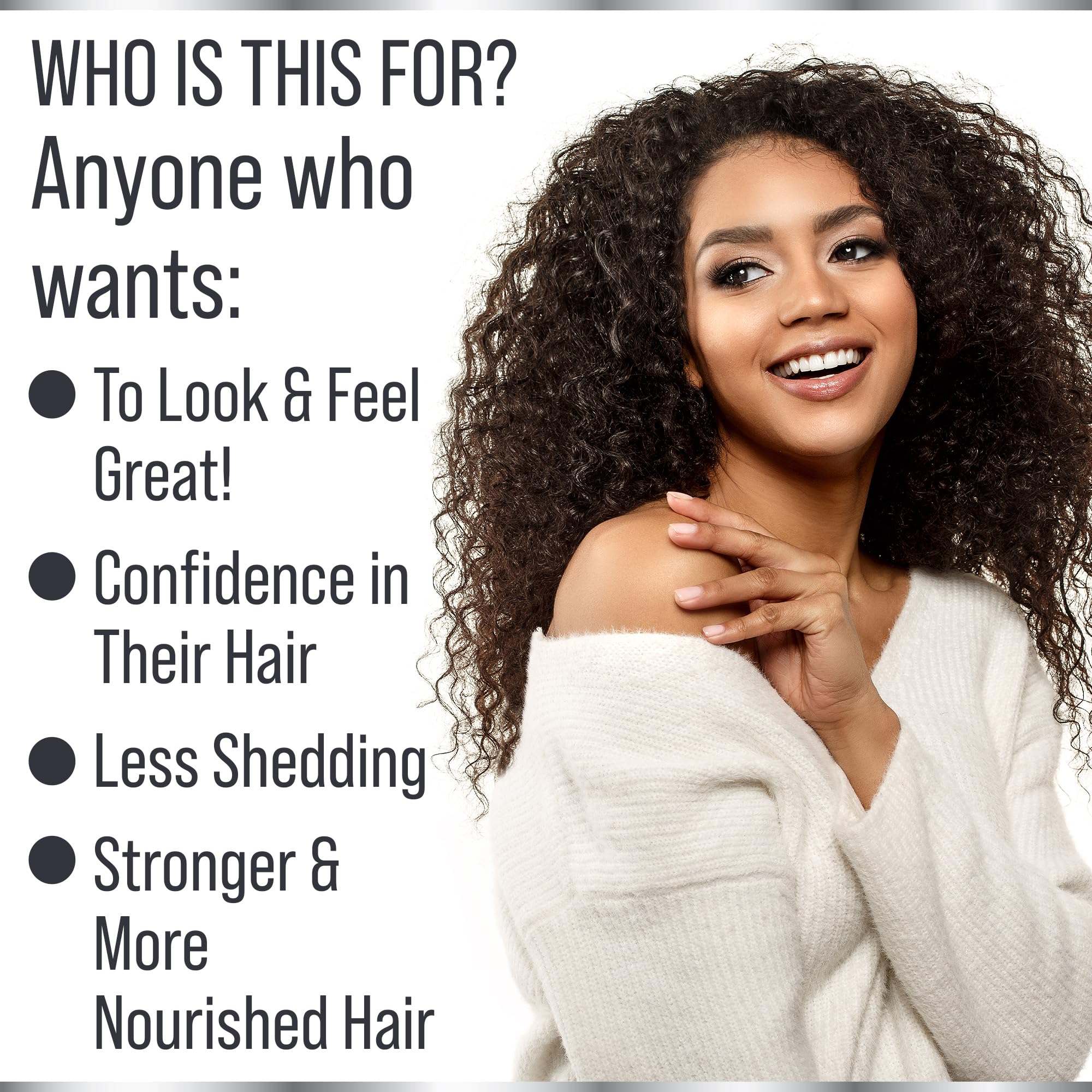 Hair Thickness Maximizer comparado con la mano para ver el tamaño del frasco
