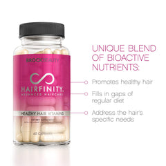 Hairfinity etiqueta nutricional enfocada para ver ingredientes clave