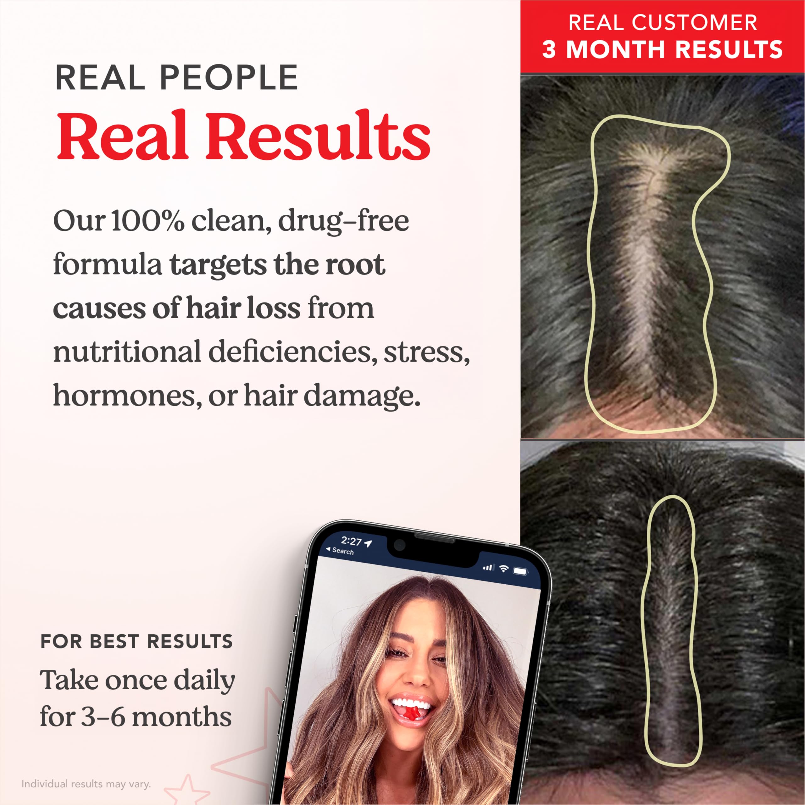 Etiqueta de HAIRtamin con ingredientes y biotina, ayuda a conocer la composición