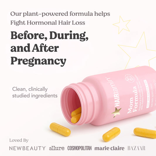 HAIRtamin cápsula en primer plano destacando textura y tamaño cómodo