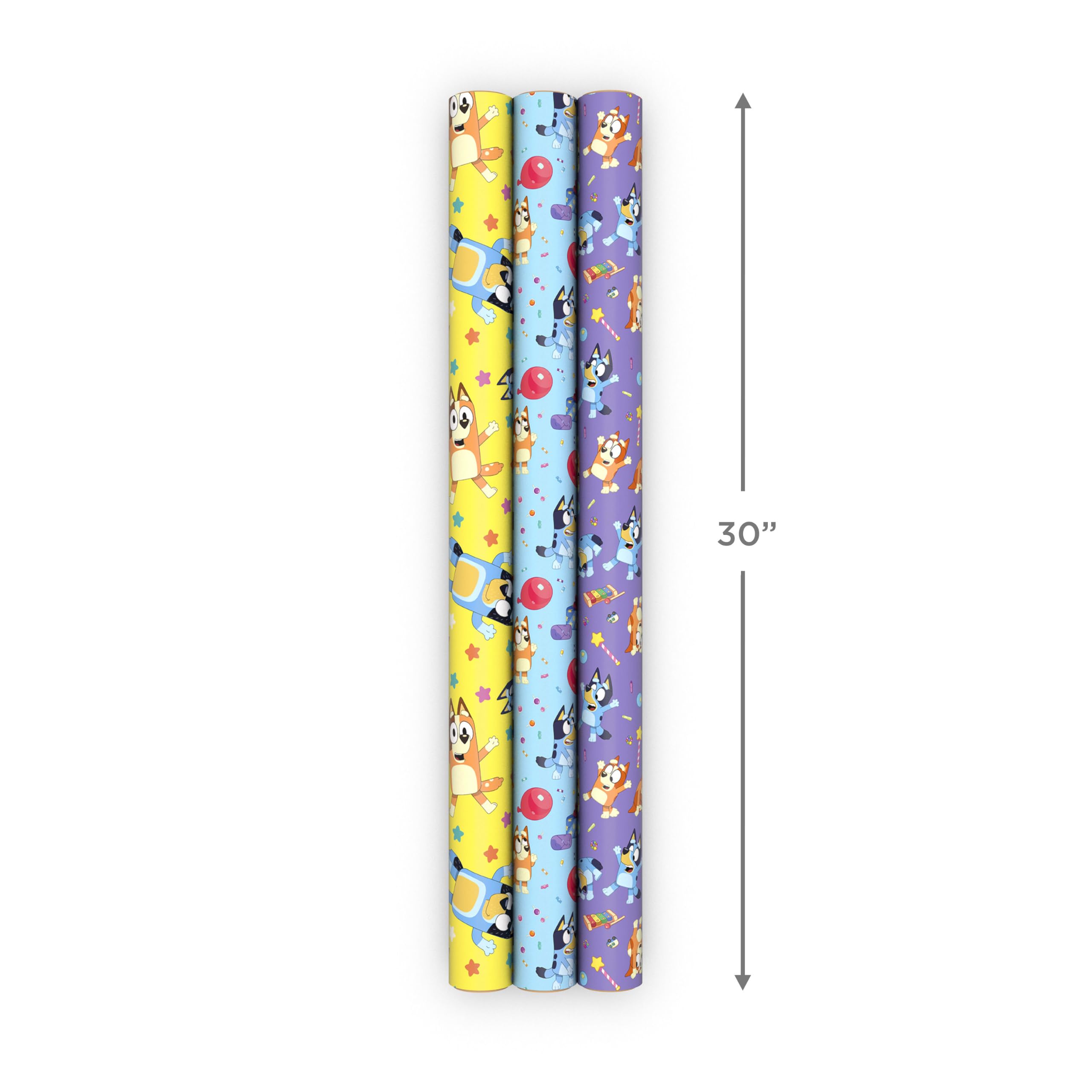 Hallmark Bluey papel en uso envolviendo regalo acabado prolijo