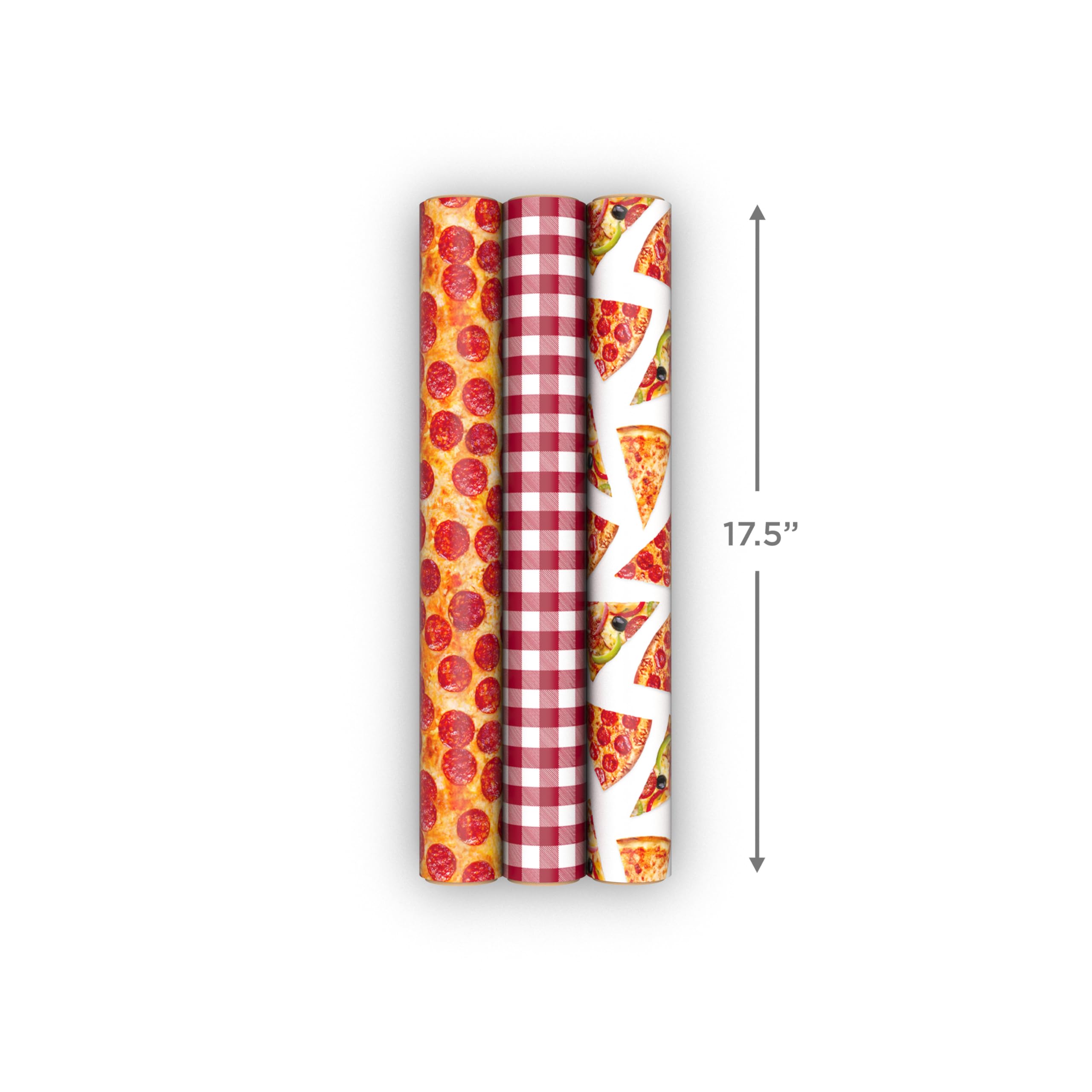 Hallmark comparación de tamaño de los mini rollos junto a objetos cotidianos