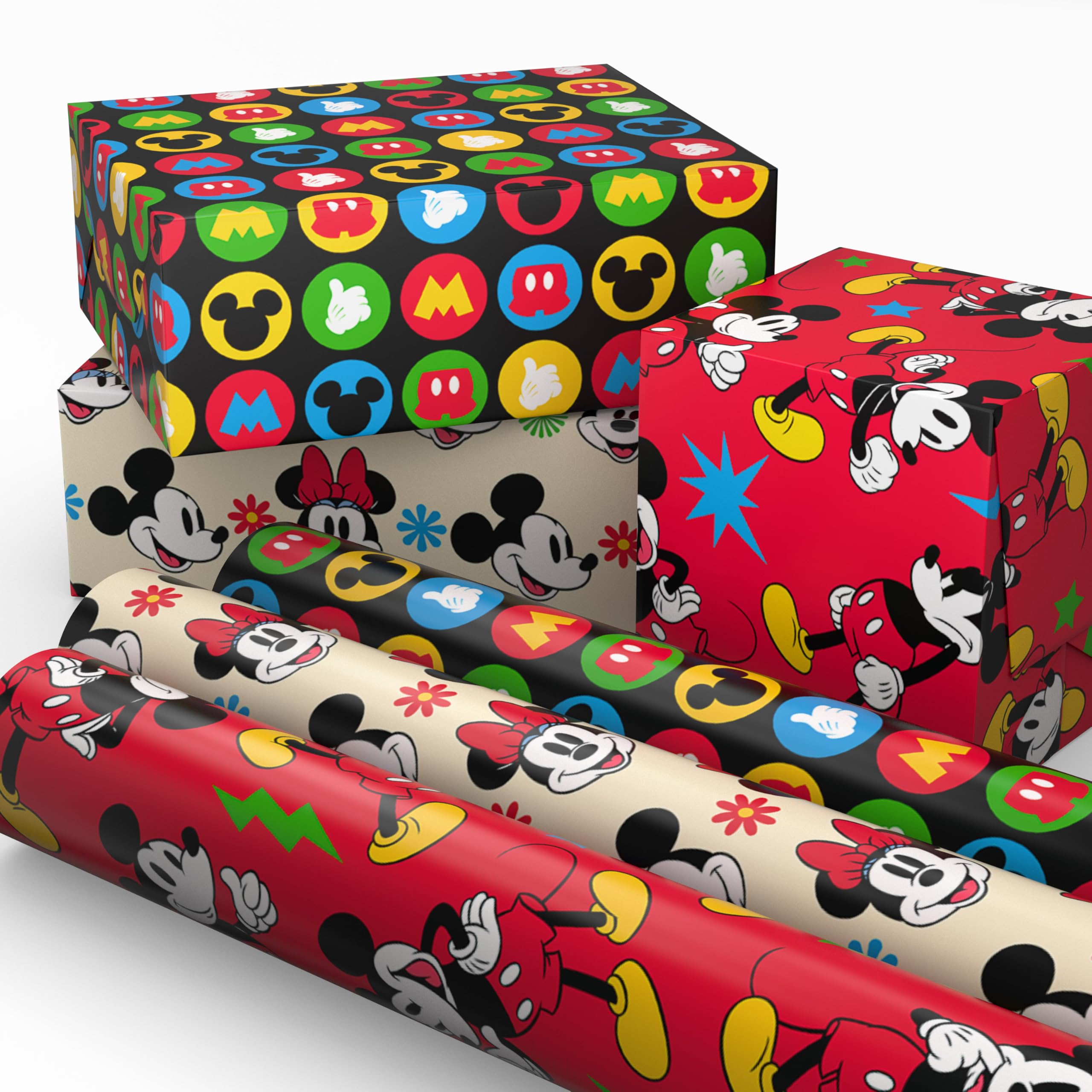 Hallmark vista frontal del pack 3 rollos con diseños Disney, solución compacta