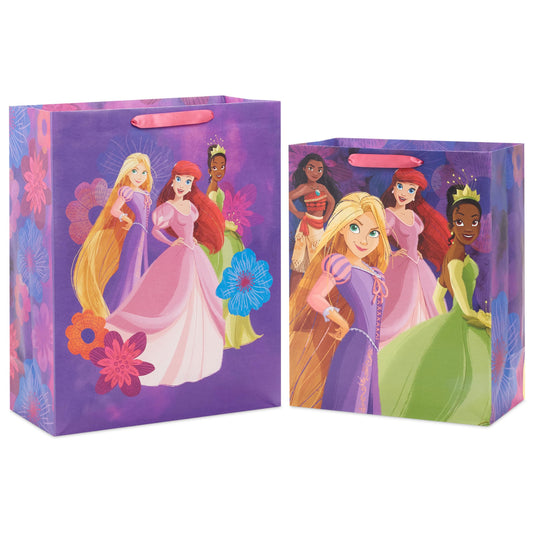 Hallmark primer plano frontal de las bolsas con princesas, presentación atractiva