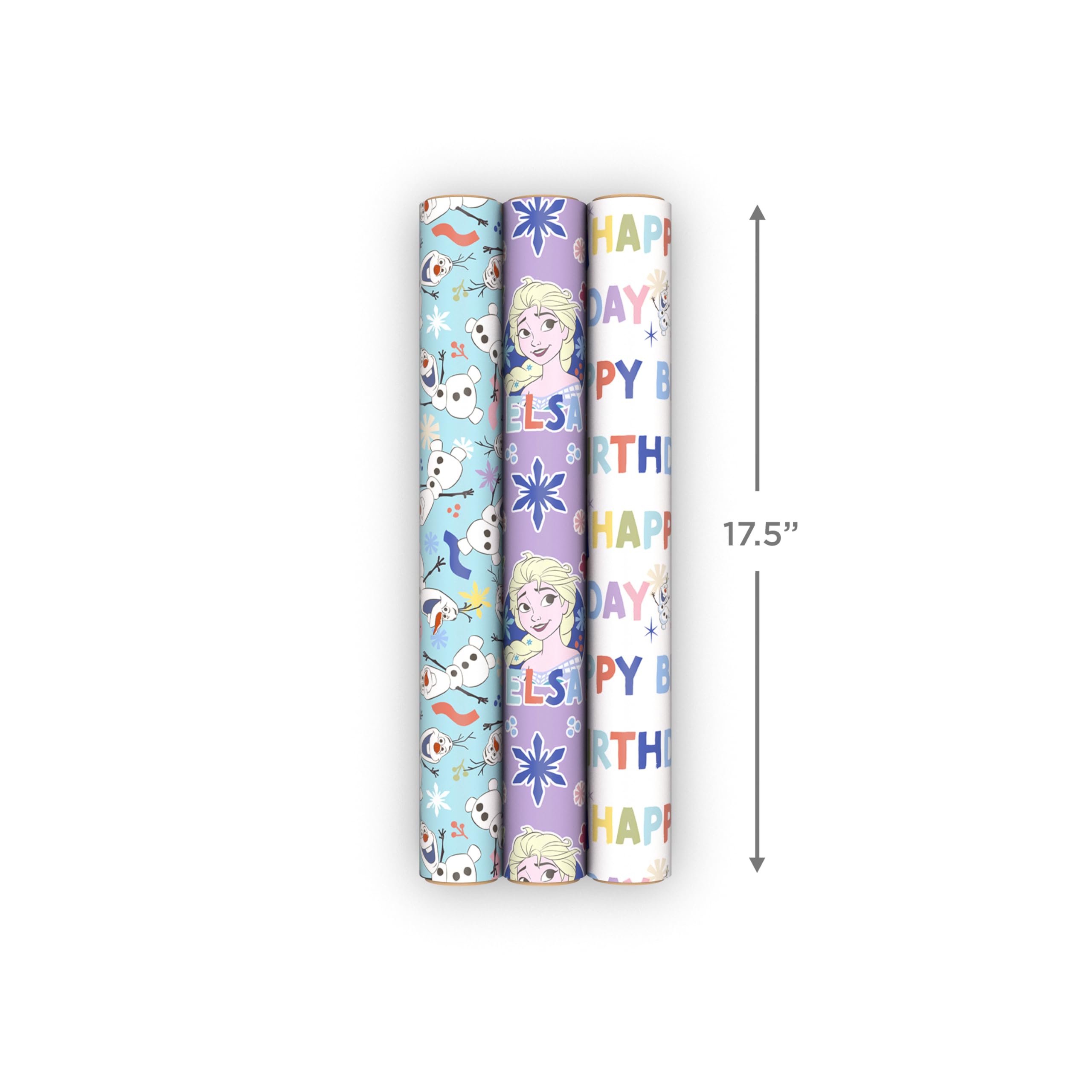 Hallmark rollo con Olaf sobre fondo azul, añade diversión a regalos