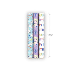 Hallmark rollo con Olaf sobre fondo azul, añade diversión a regalos