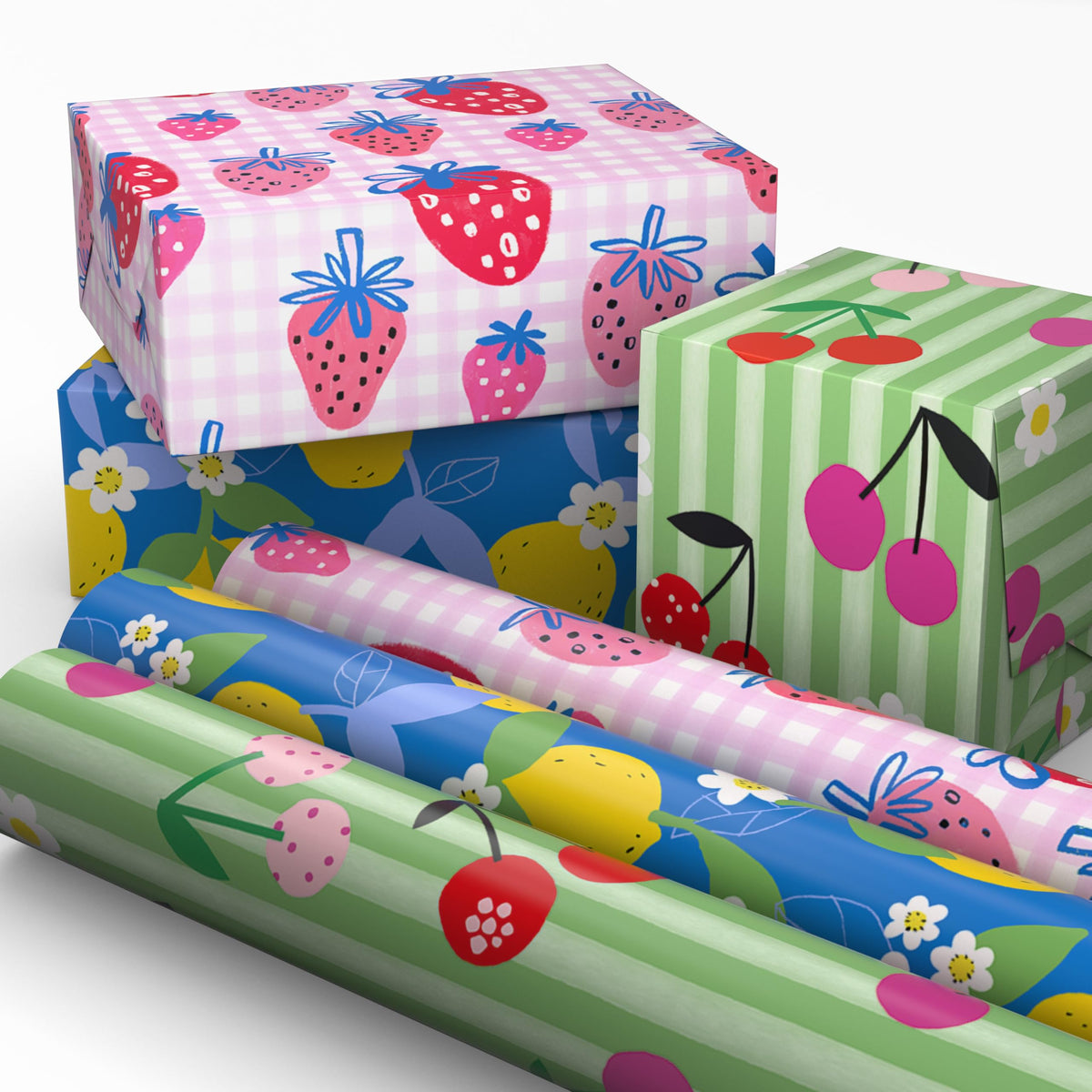 Hallmark frontal del empaque mostrando los tres mini rollos y aroma a fresa