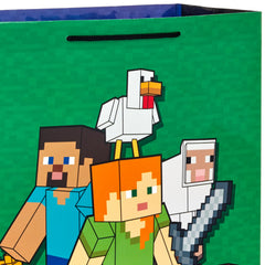 Hallmark bolsa Minecraft en mesa de fiesta aportando tema y orden