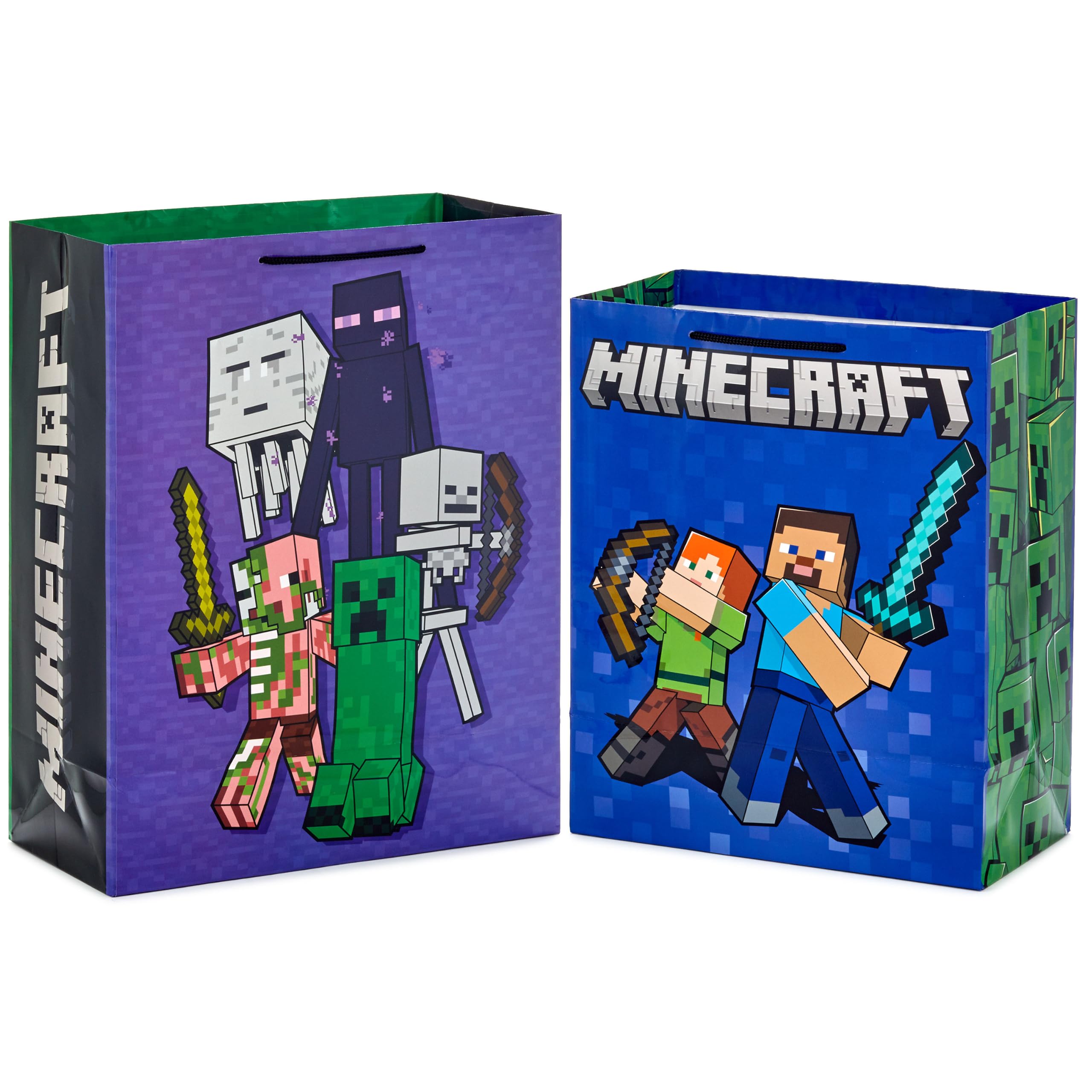 Hallmark primer plano de personajes Minecraft que entusiasman a niños
