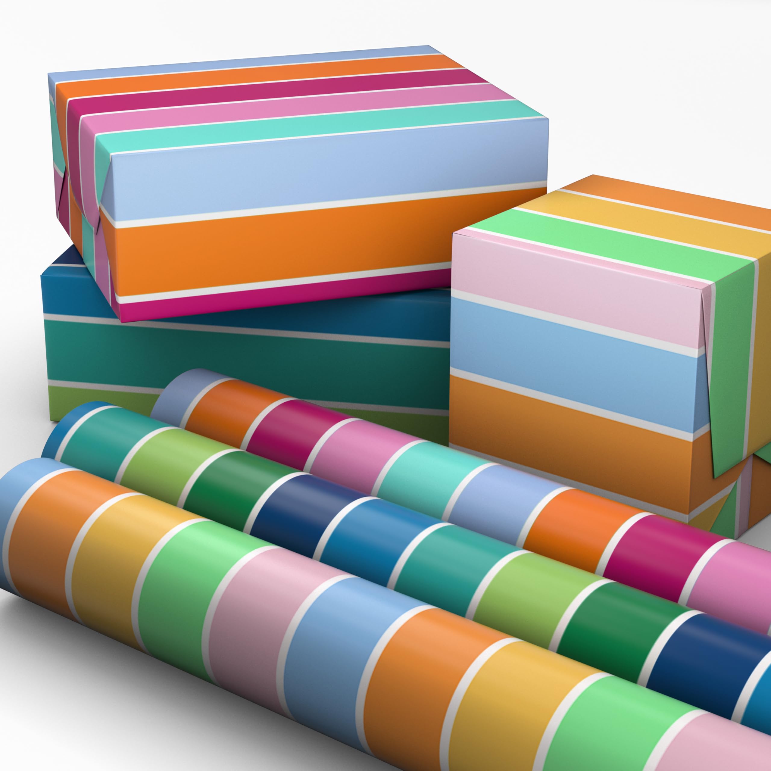 Hallmark vista frontal del pack de tres mini rollos, práctico para almacenaje