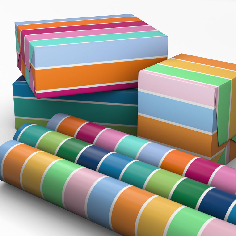 Hallmark vista frontal del pack de tres mini rollos, práctico para almacenaje