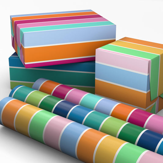 Hallmark vista frontal del pack de tres mini rollos, práctico para almacenaje