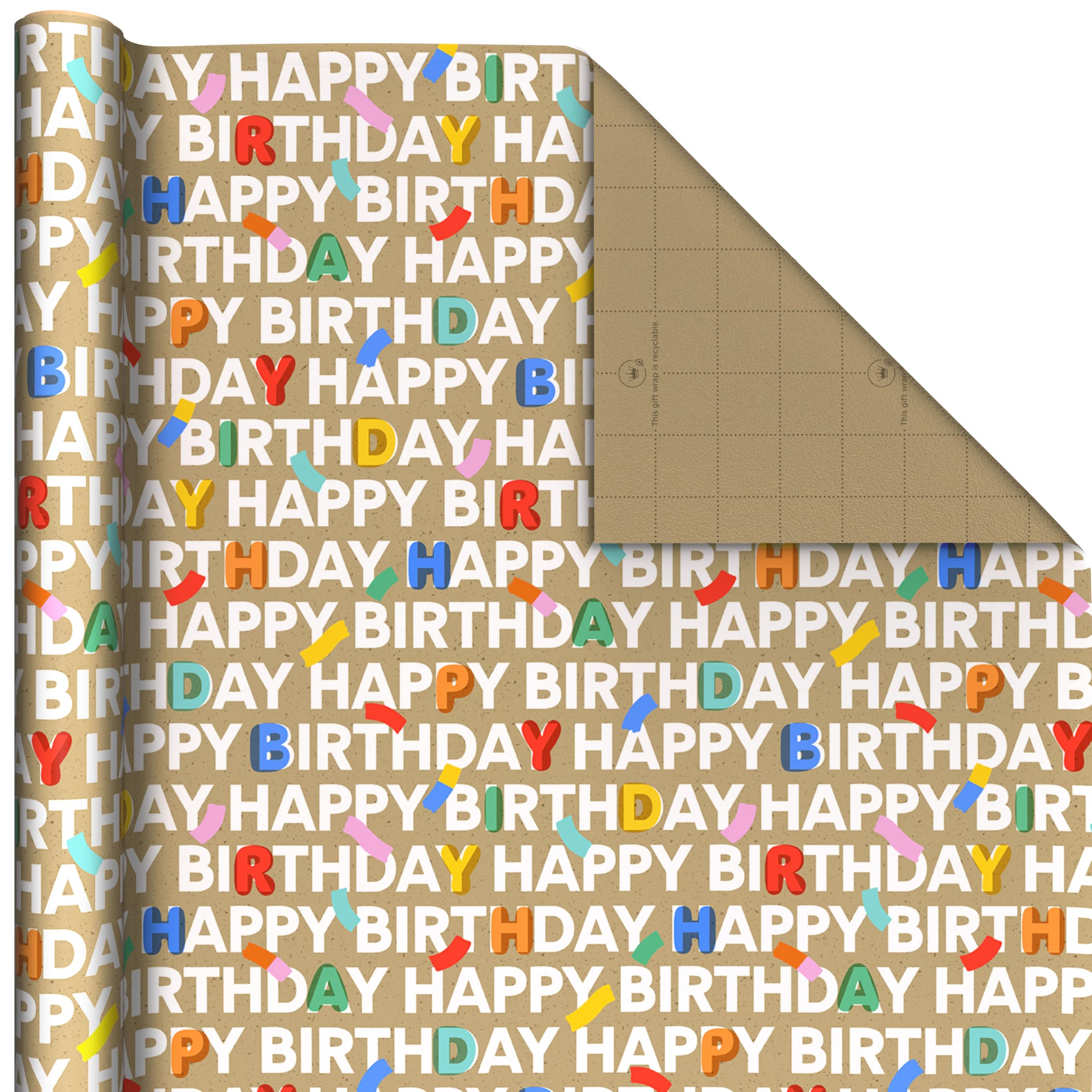Hallmark diseño de puntos multicolor sobre kraft, aporta alegría a regalos