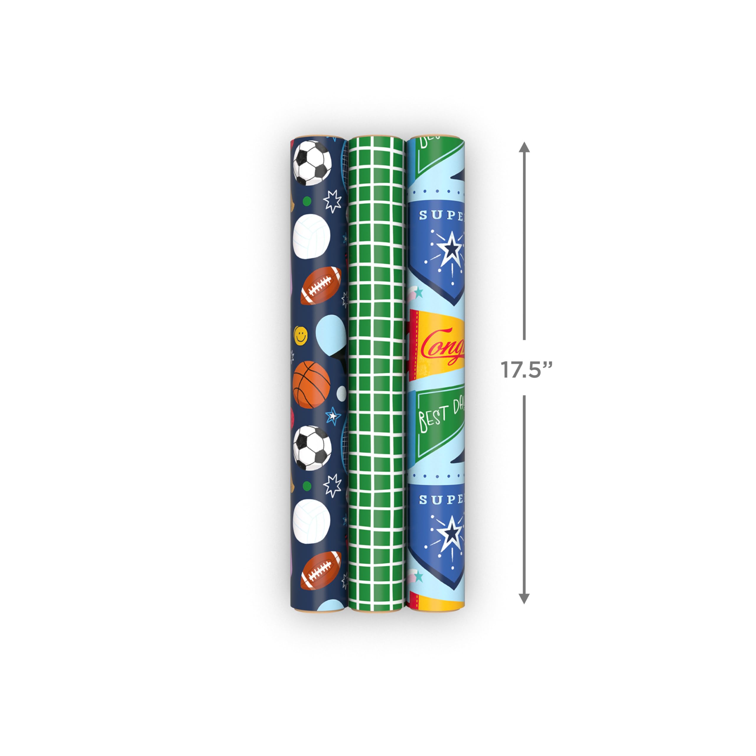 Hallmark patrón de balones en azul marino, diseño deportivo llamativo