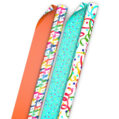 Hallmark rollo frontal mostrando diseño confeti y calidad duradera