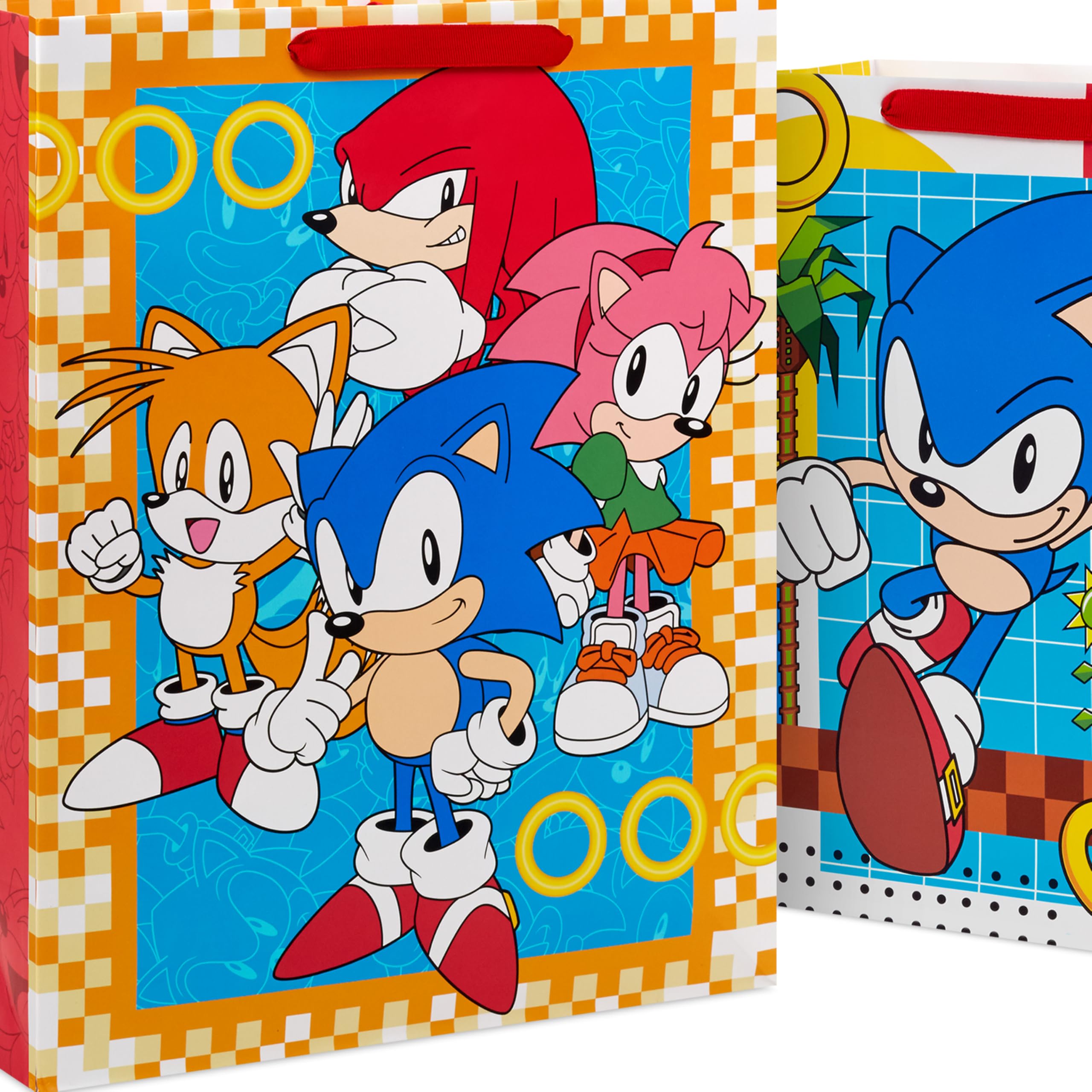 Hallmark escena de fiesta con bolsas Sonic como decoración y atractivo visual