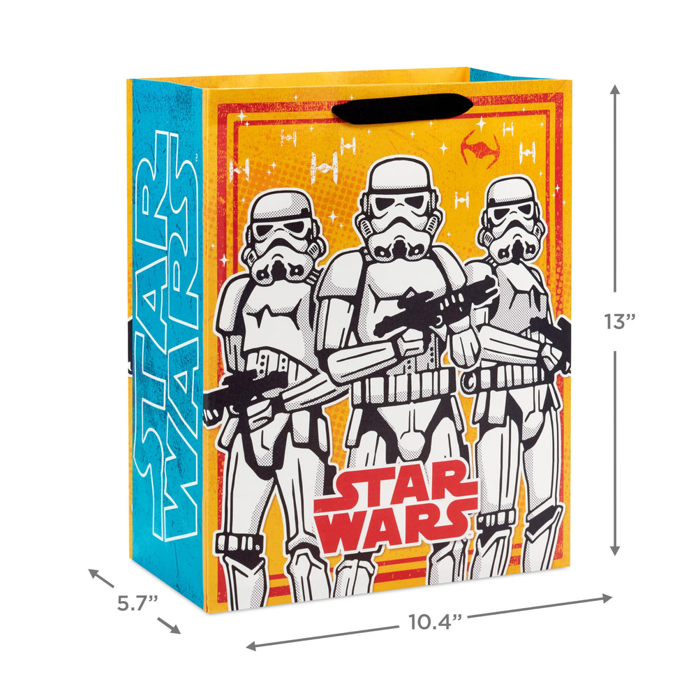 Hallmark bolsa cascos azul frontal que destaca iconografía Star Wars y calidad