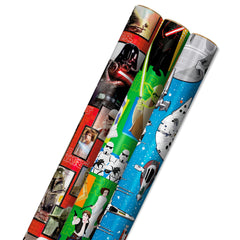 Hallmark papel Star Wars frontal con personajes, añade emoción al regalo