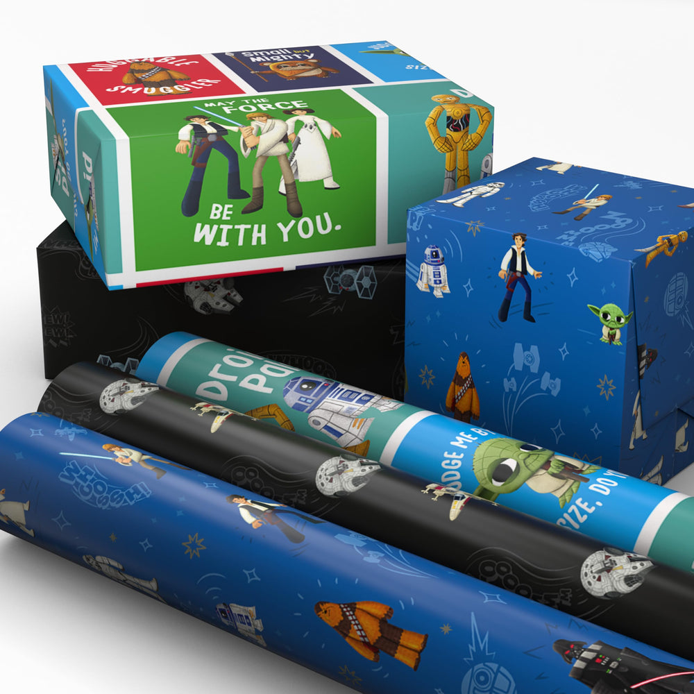 Hallmark paquete frontal con tres mini rollos, facilita almacenamiento