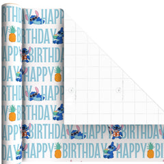 Hallmark regalo envuelto con diseño Stitch demostrando uso práctico
