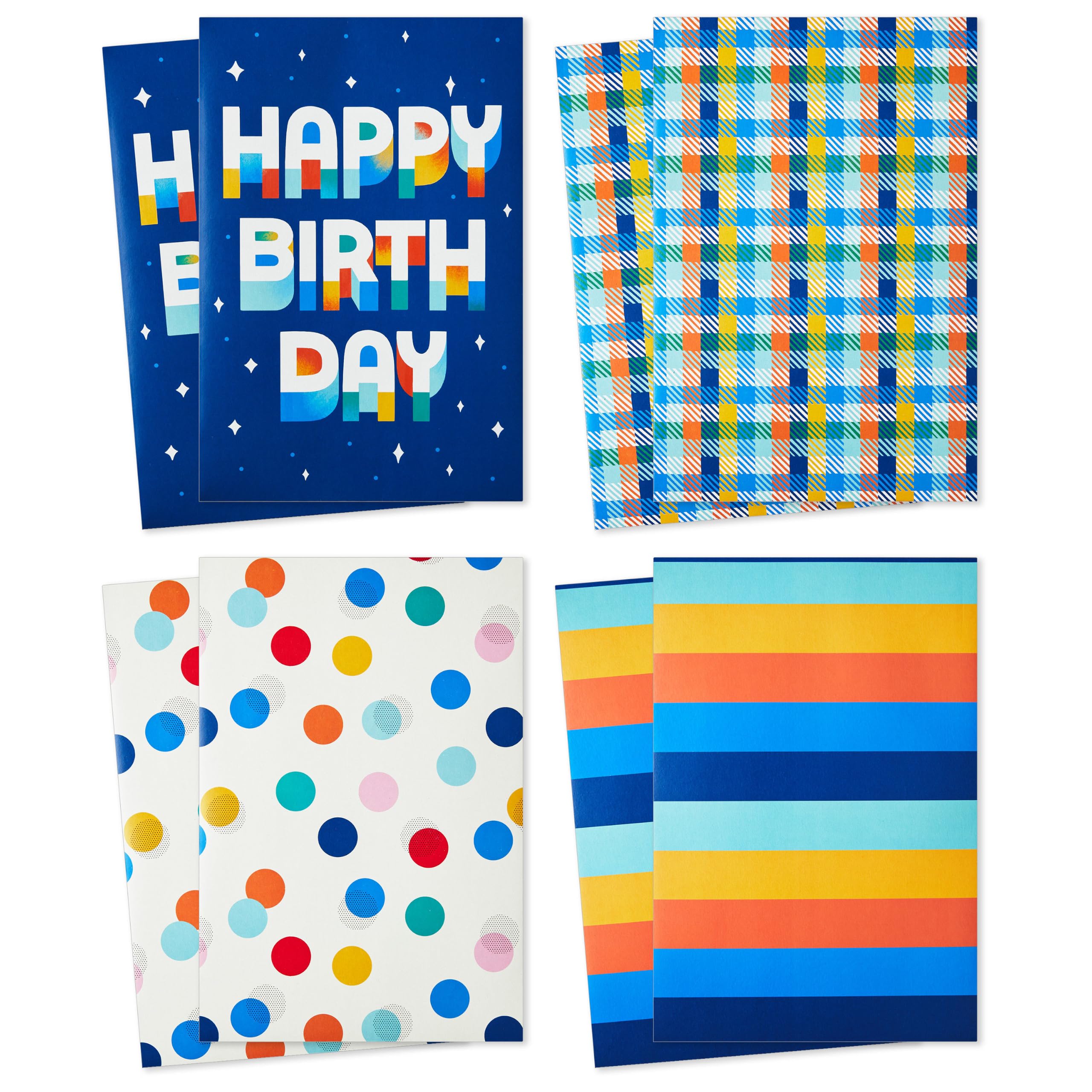 Hallmark tapas con cuadros y Happy Birthday, variedad festiva