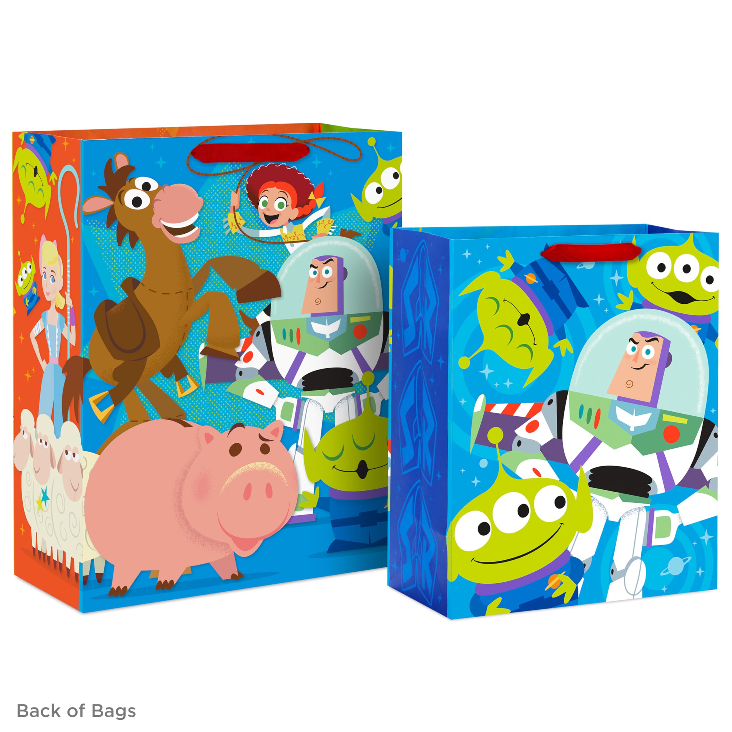 Hallmark bolsas en uso Toy Story presentando regalo listo para llevar