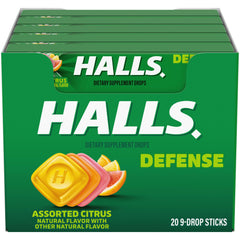 HALLS pack frontal mostrando 20 sticks para fácil transporte